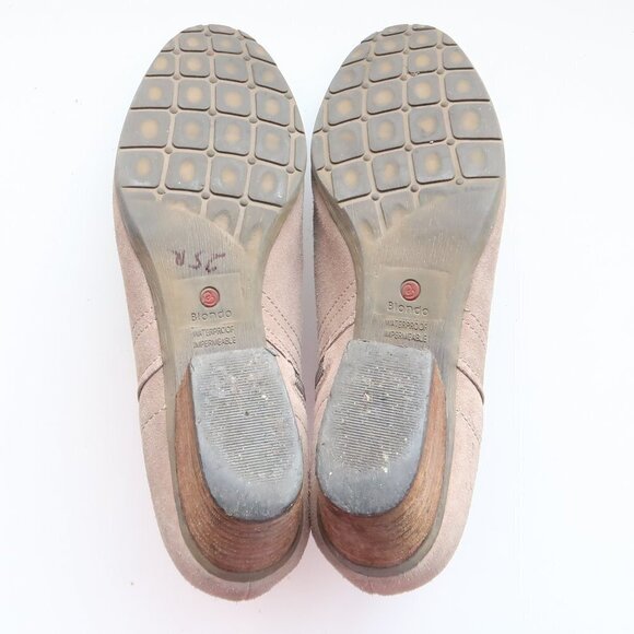 Blondo Taupe Suede Leather Block Heel Waterproof Ankle Boots Booties Size 10 - Picture 9 of 16